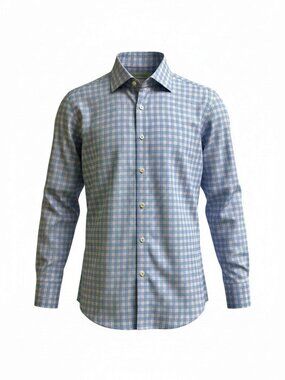 Twillory Non Iron Blue Plaid Safe Cotton‎ Tailored Fit Dress Shirt